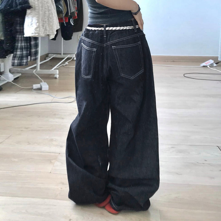 Damevidde jeans med elegante kunstverk Skjora