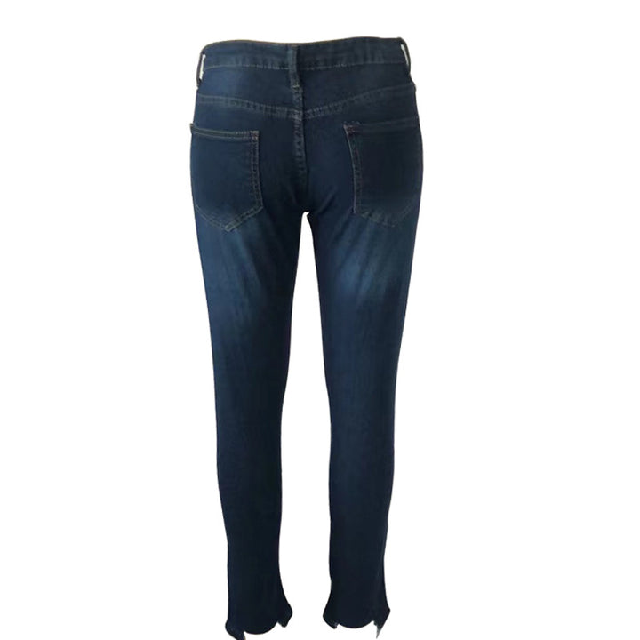Dame Destroyed Skinny Jeans med avslappet snitt og frynsete detaljer Skjora