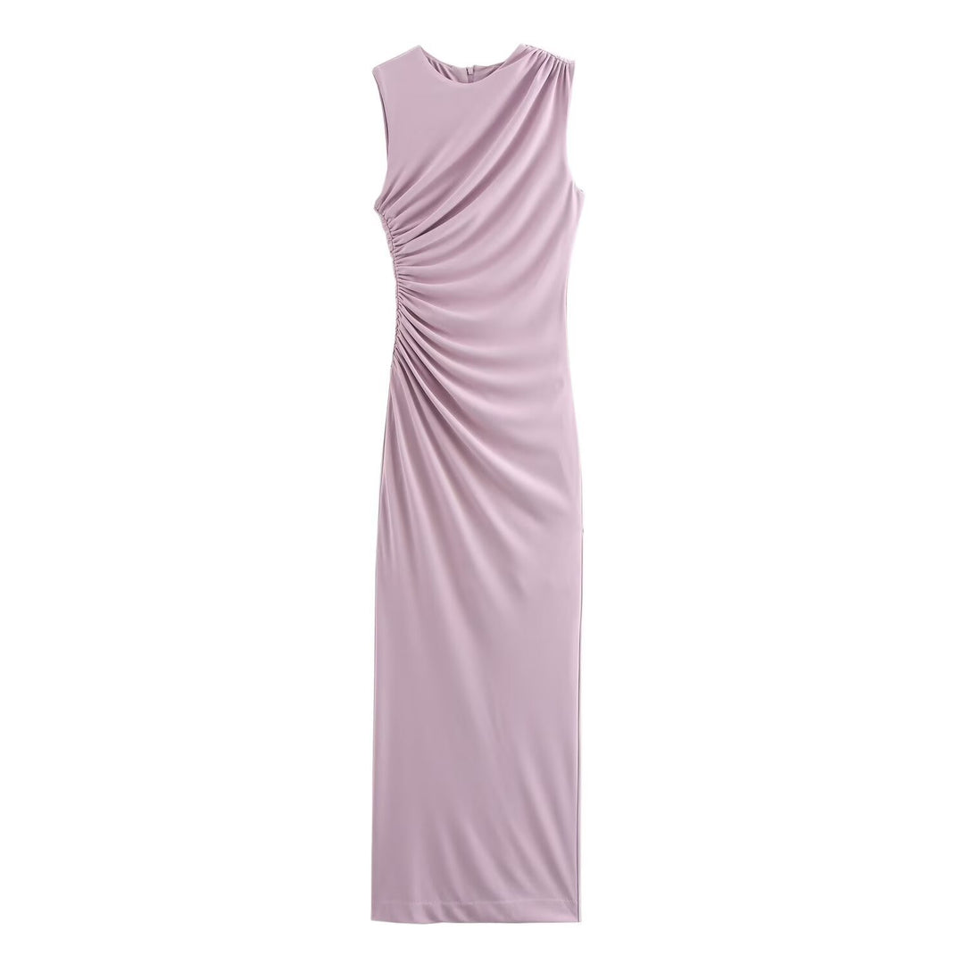 Dame elegant maxikjole med raffinerte draperinger Skjora