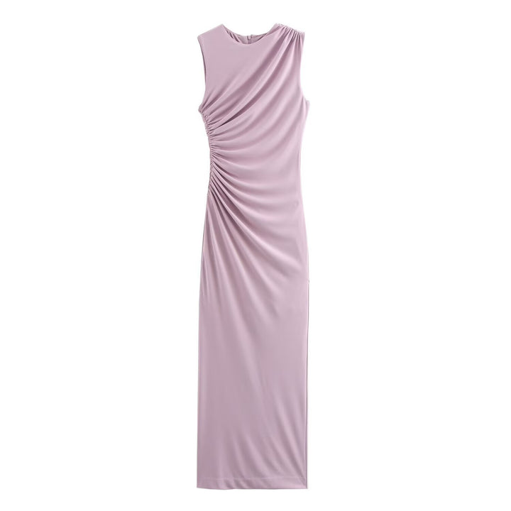 Dame elegant maxikjole med raffinerte draperinger Skjora