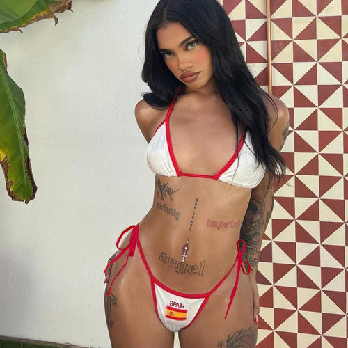Dame sexy tritrangel-bikini med justerbare bånd Skjora