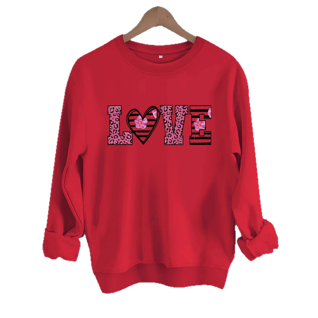 Dame sweatshirt med moderne leopard hjerte-design og behagelig passform Skjora