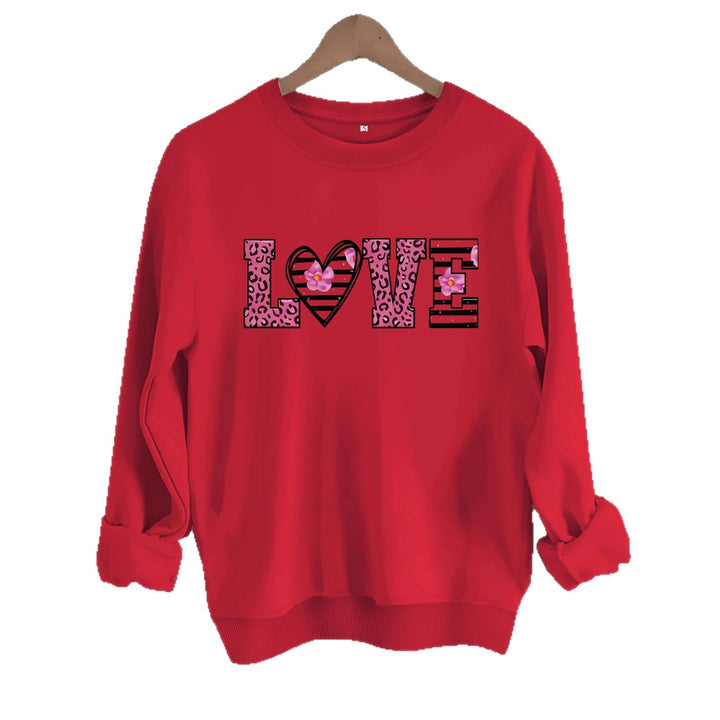 Dame sweatshirt med moderne leopard hjerte-design og behagelig passform Skjora