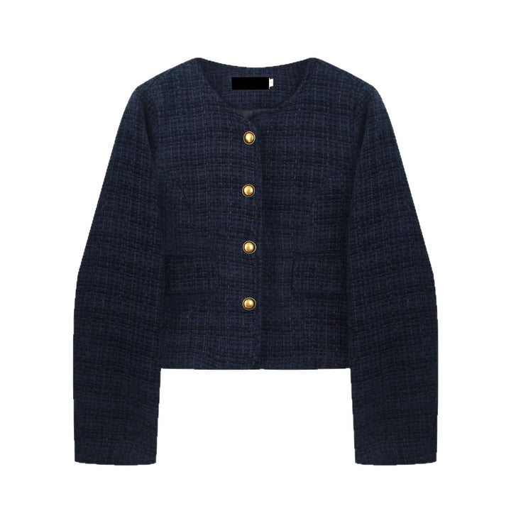 Kvinne cropped blazer med gullknapper Skjora