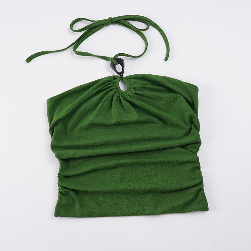 Dame elegant tanktop med raffinerte volangdetaljer og snøring Skjora