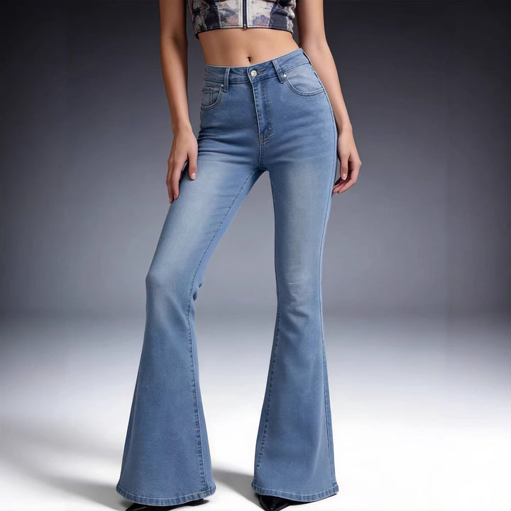 Dame Bootcut Jeans med høy midje og trendy vask Skjora