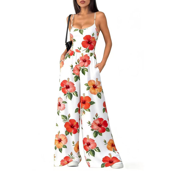 Damen Elegant Jumpsuit med geometrisk utskrift og brede ben Skjora