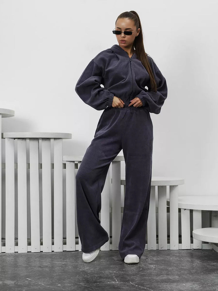 Dame Fleece Trackdress med hette og løs passform Skjora