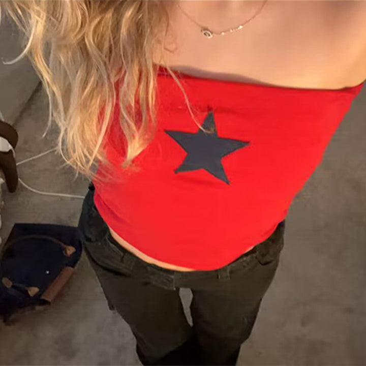 Women's Bandeau Top with fashionable star motif and elastic fabric Skjora
