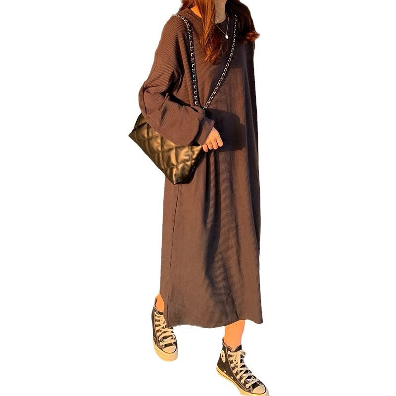 Kvinne Elegant Maxi Kjole med Lange Ermer og Teksturert Design