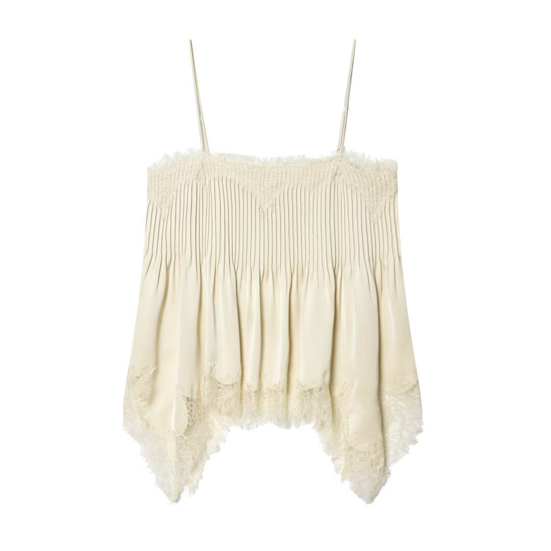 Dame blonde cami med elastisk detalj og flytende snitt Skjora
