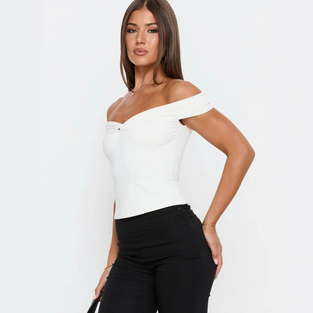 Damer Off-Shoulder Bustier-Topp med Rynk Skjora