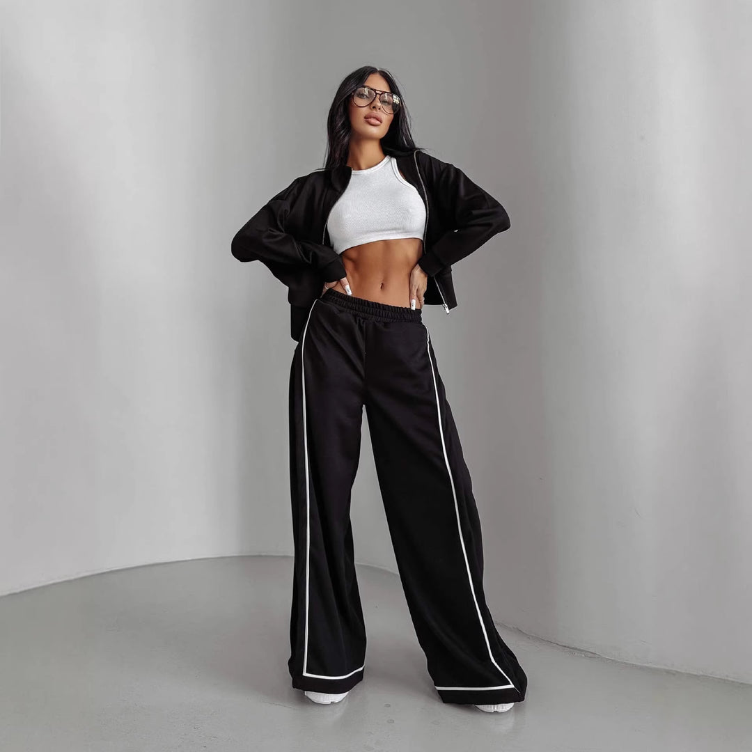 Dame casual tracksuit med løs passform og praktiske lommer