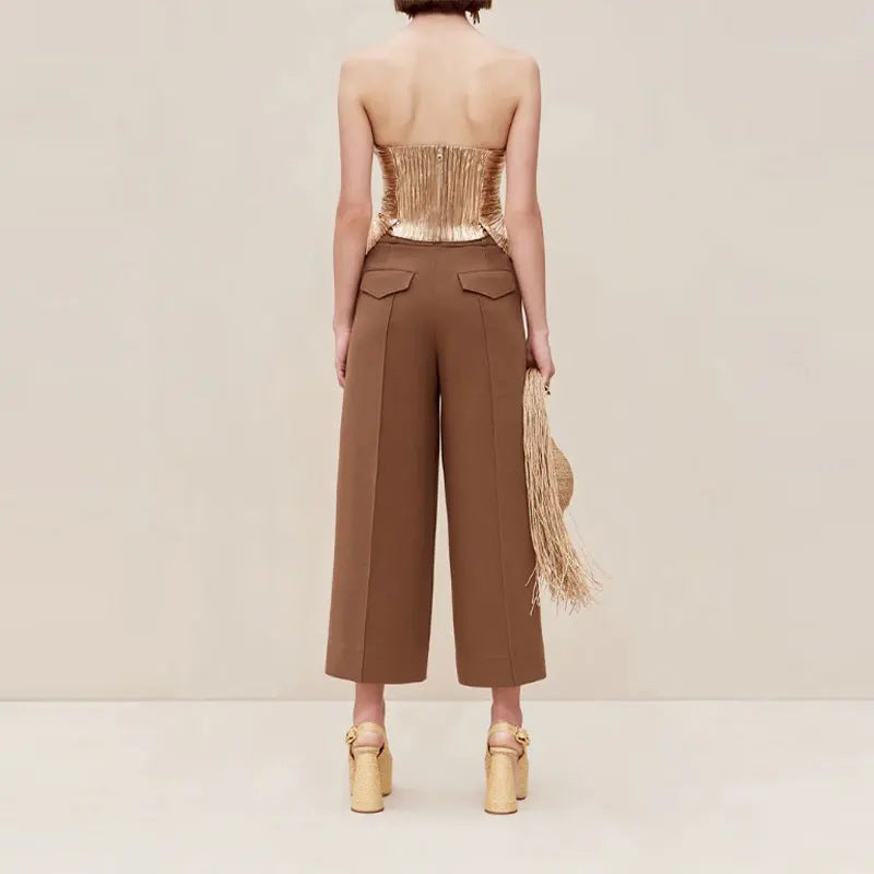 Damer Couture Bustier med skimrende plissert innsatser og peplum-snitt