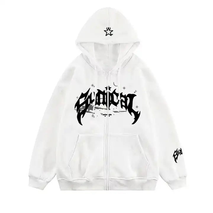 Dame hoodie med urban grafisk element og praktiske lommer Skjora