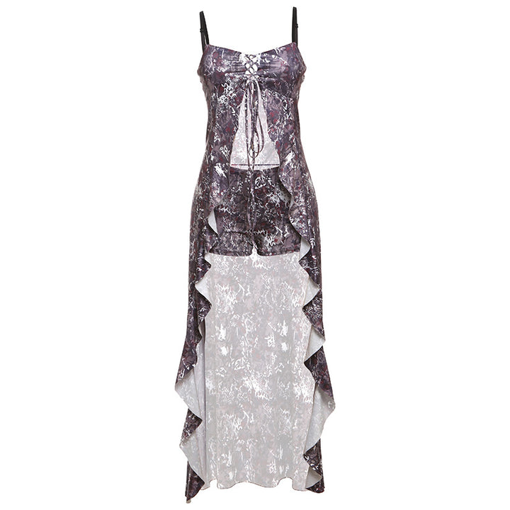 Damer Elegant Maxi-kjole med unikt splittdesign og raffinerte volangdetaljer Skjora