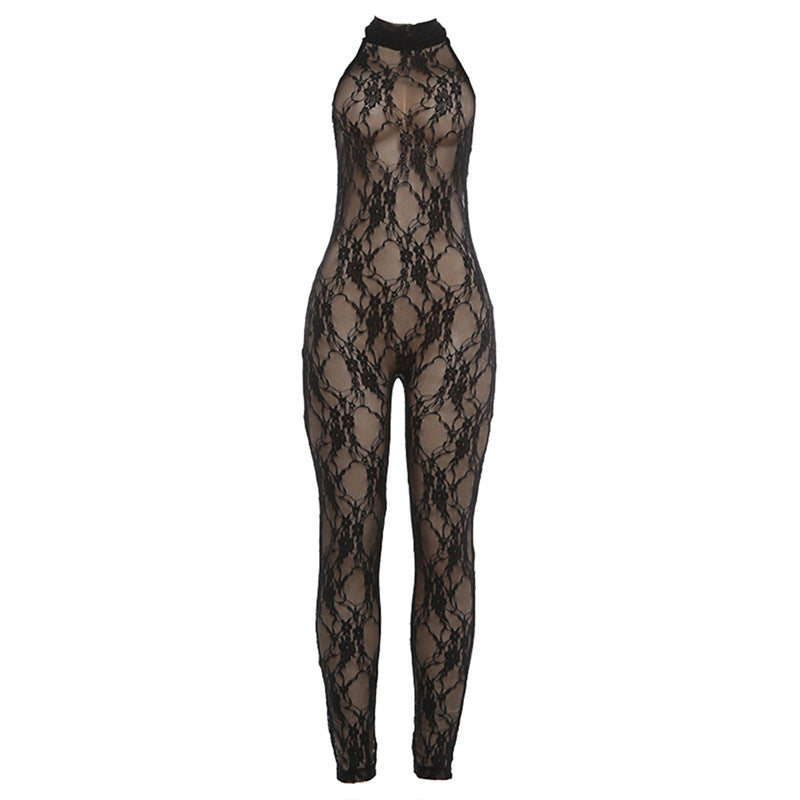 Dame jumpsuit i fin blonde med høy krage og tettsittende snitt Skjora