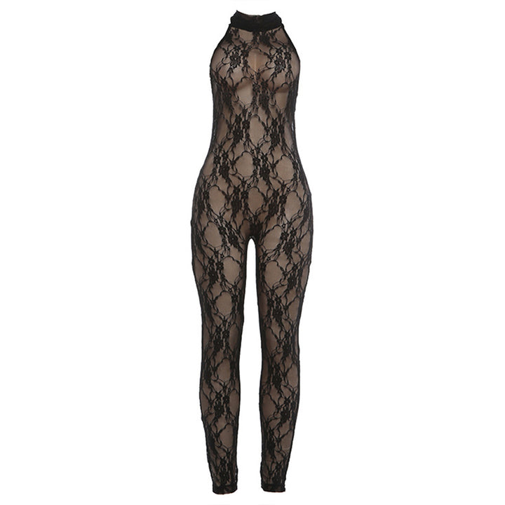Dame jumpsuit i fin blonde med høy krage og tettsittende snitt Skjora
