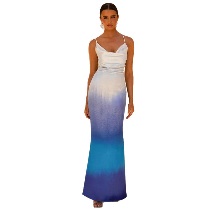Kvinnens elegante maxi kjole med delikat ombre-effekt Skjora