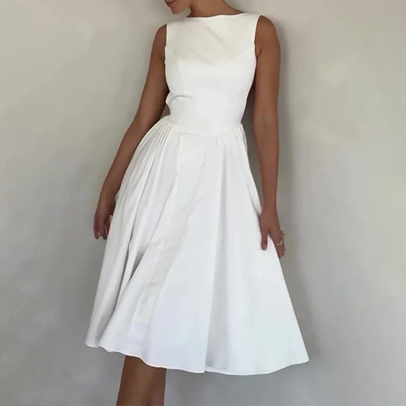 Damer Elegant Midi-Kjole med tilpasset overdel og svingende skjørt Skjora