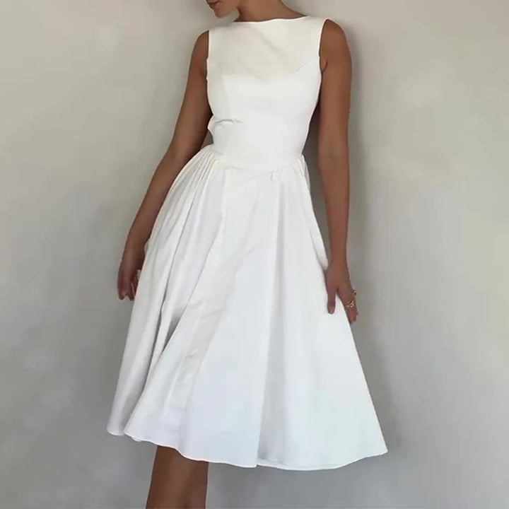 Damer Elegant Midi-Kjole med tilpasset overdel og svingende skjørt Skjora