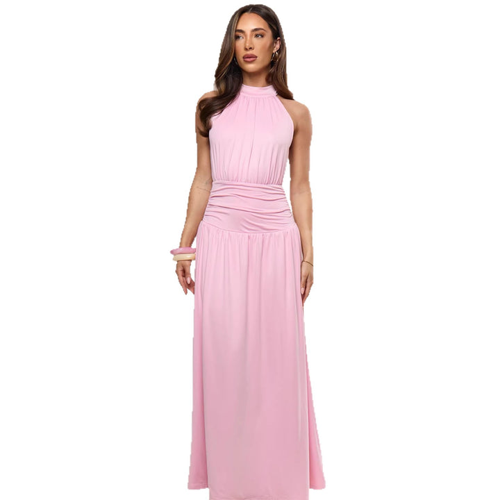 Damer Elegant Maxi Kjole med Glitrende Stoff og Høy Splitt Skjora