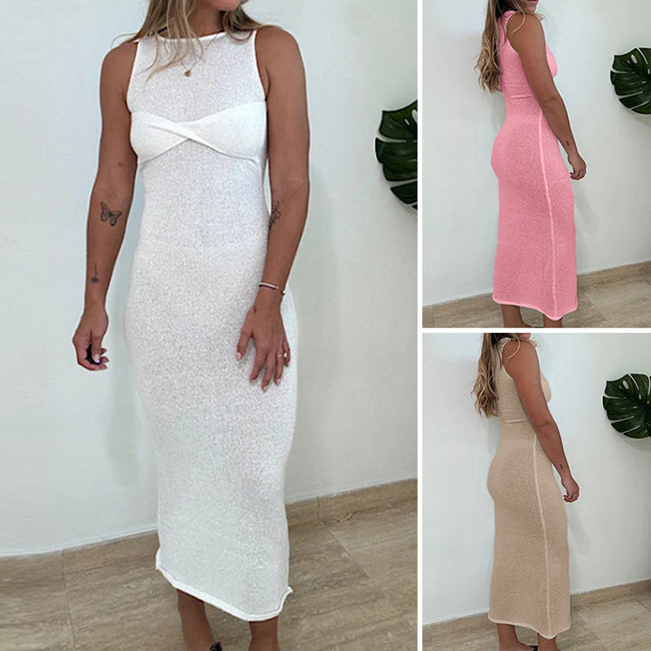 Damen Figurbetontes Maxikleid mit raffiniertem Knotendetail Skjora