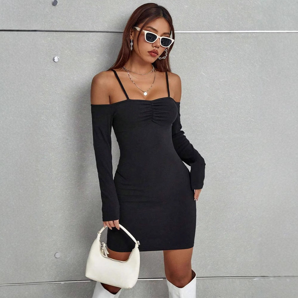 Dame elegant Bodycon-kjole med cut-out-detaljer og lange ermer Skjora