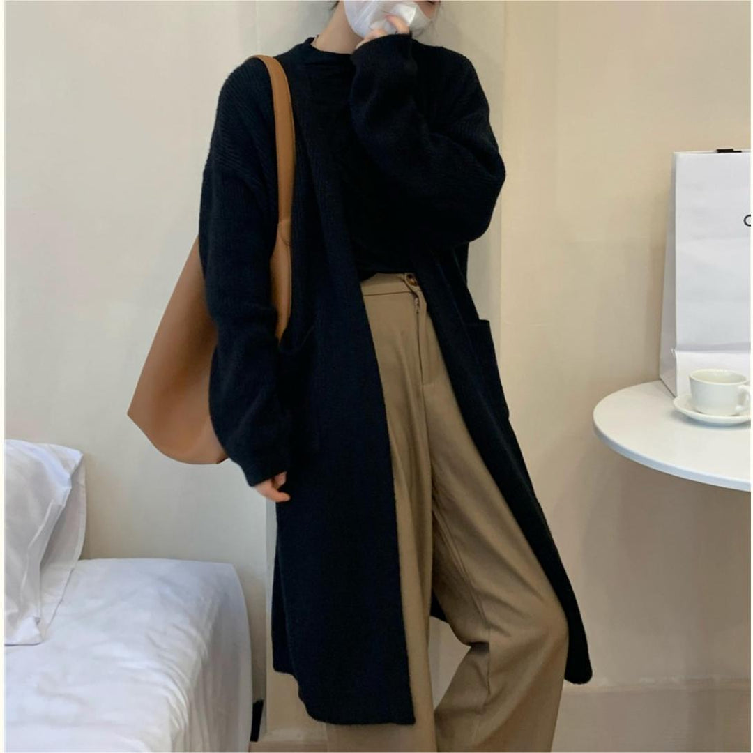 Damer chunky strikket cardigan med lommer og trendy snitt Skjora