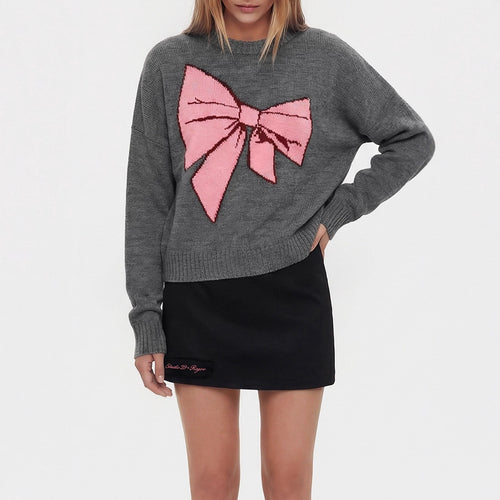 Kvinnesweater med slående bue-motiv og komfortabel passform Skjora