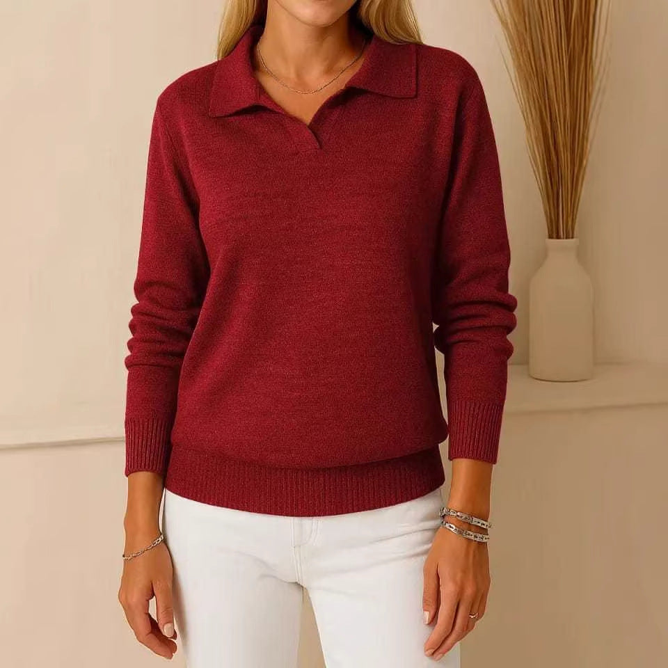 Kvinners høy-kvalitets polo-stil genser Skjora