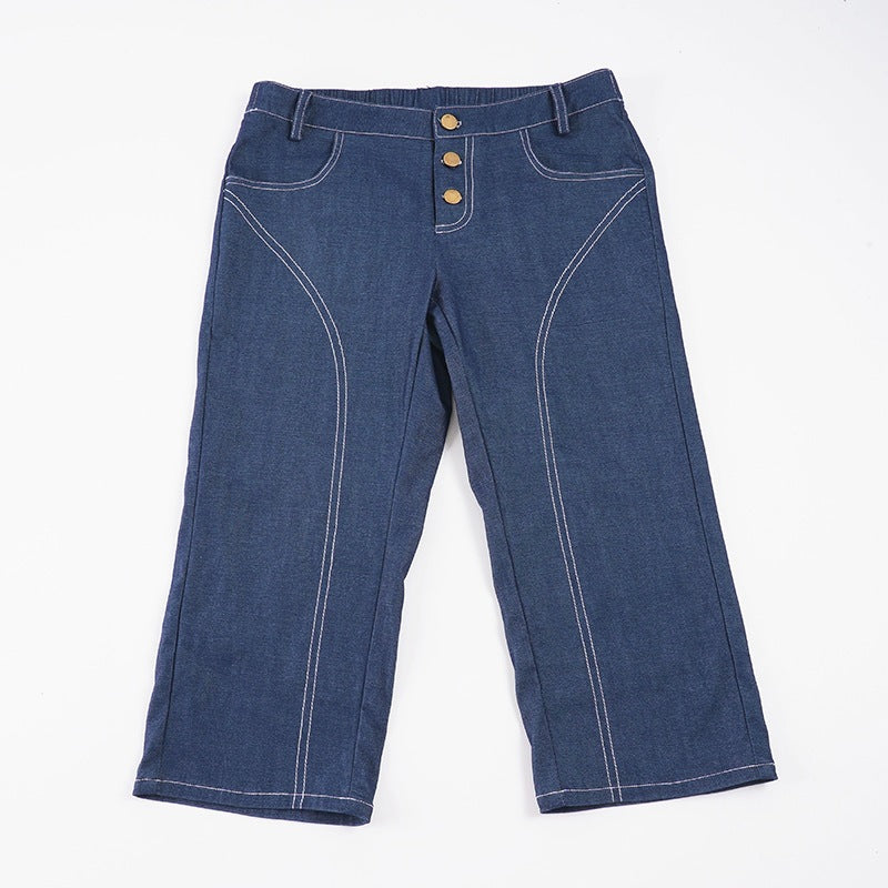 Dame Denim Crop-Top med moderne snitt og justerbare stropper Skjora