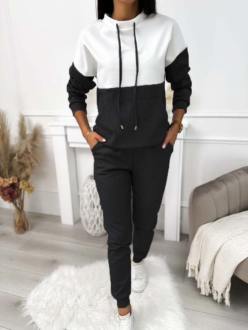 Dames sporty lounge set med hette og elastisk midjebånd Skjora