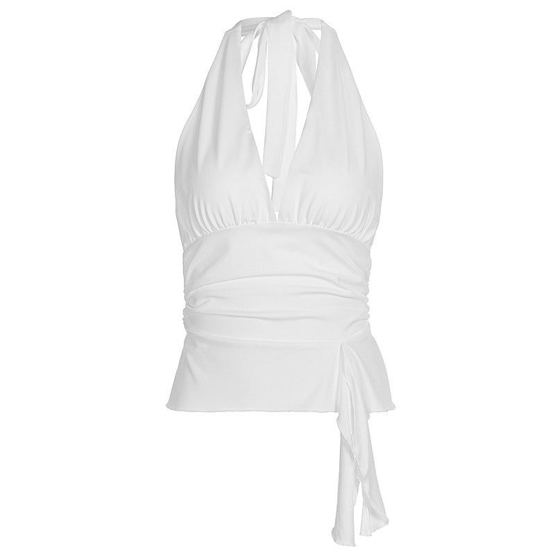 Damer elegant innpakningsoverdel med halterneck og rynker Skjora