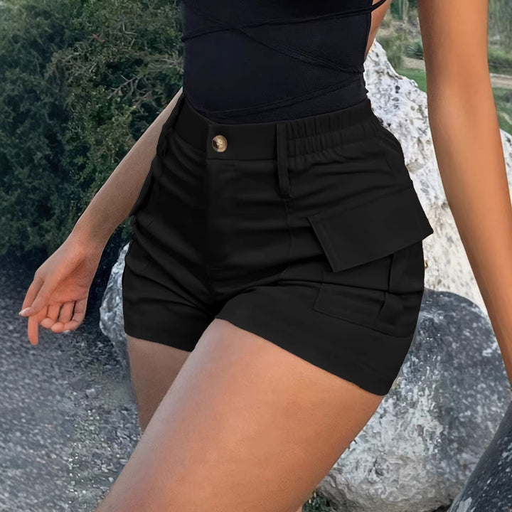 Dame Cargo-shorts med elastisk midje og praktiske sidelommer Skjora