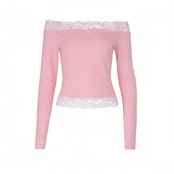 Dame elegant Off-Shoulder skjorte med spiss kant Skjora