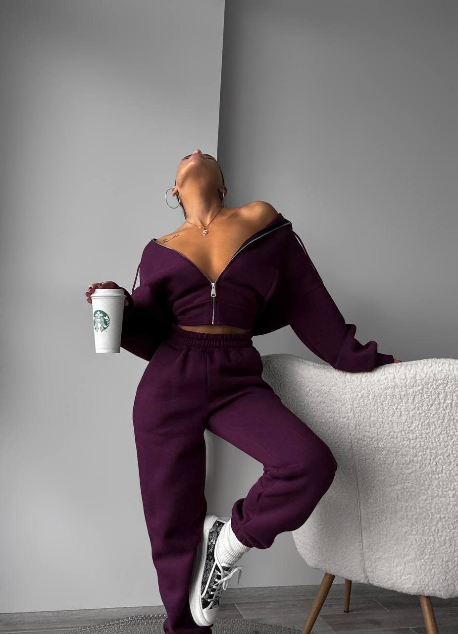 Kvinne Sporty Crop Set med Glidelås og Bred Band Skjora