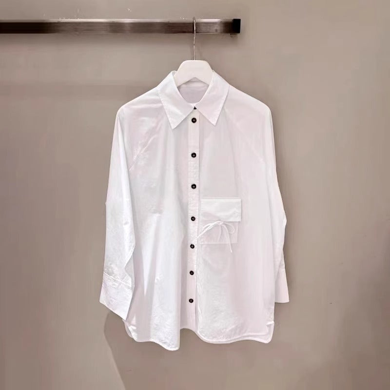 Dame Løs Oversize Skjorte med Knappledd Skjora