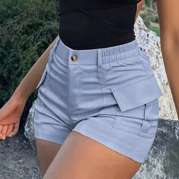 Dame Cargo-shorts med høy midje og praktiske lommer Skjora