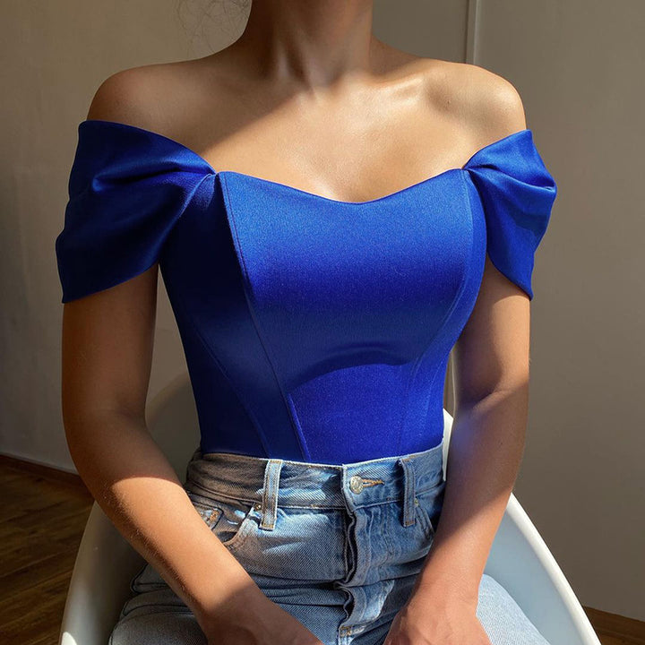 Damer elegant Satin-bustier med skulderdetaljer Skjora