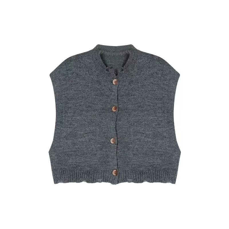 Kvinne cropped cardigan med splittet kant og detaljer med treknotter Skjora