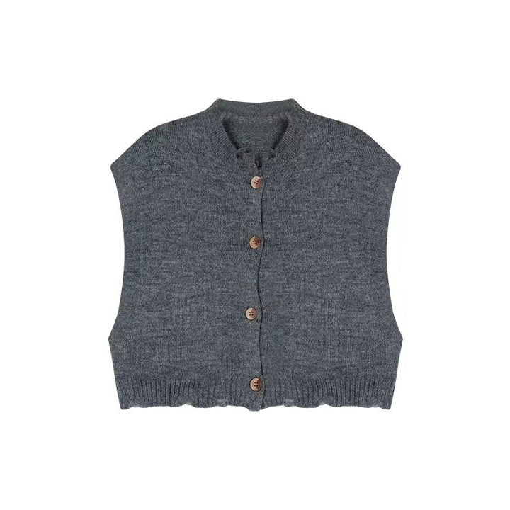 Kvinne cropped cardigan med splittet kant og detaljer med treknotter Skjora