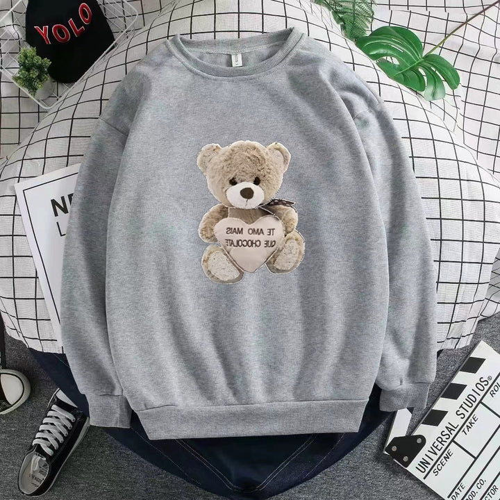 Damegen Sweatshirt med brodert bjørnemotiv Skjora