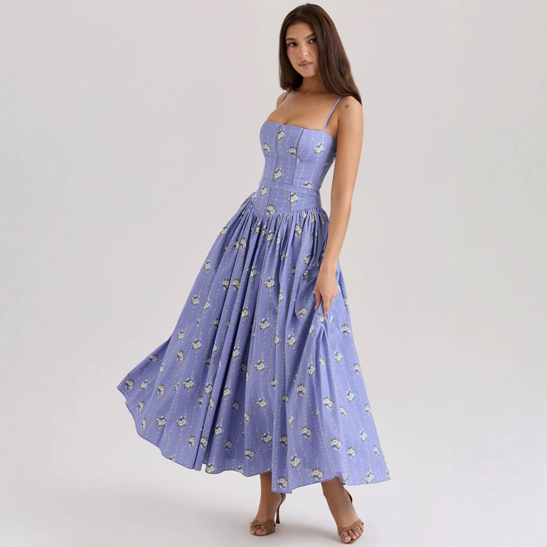 Damer Elegant Maxi Kjole med Blomster Detaljer