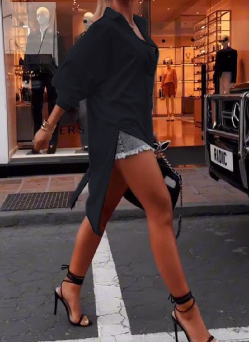 Kvinne casual oversized blusejakke med glidelås Skjora