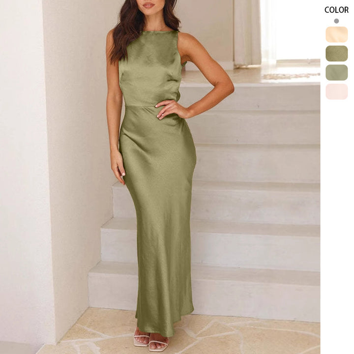 Damer Elegant Maxi Kjole med Slim Passform og Uten Ermer Design