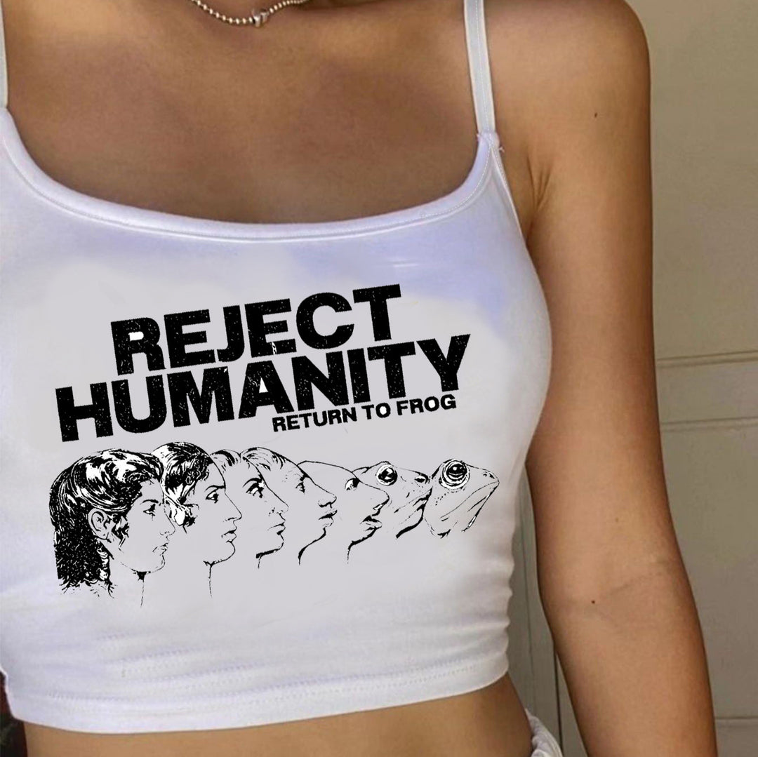 Dame bandeau topp med kreativ grafikktrykk Skjora