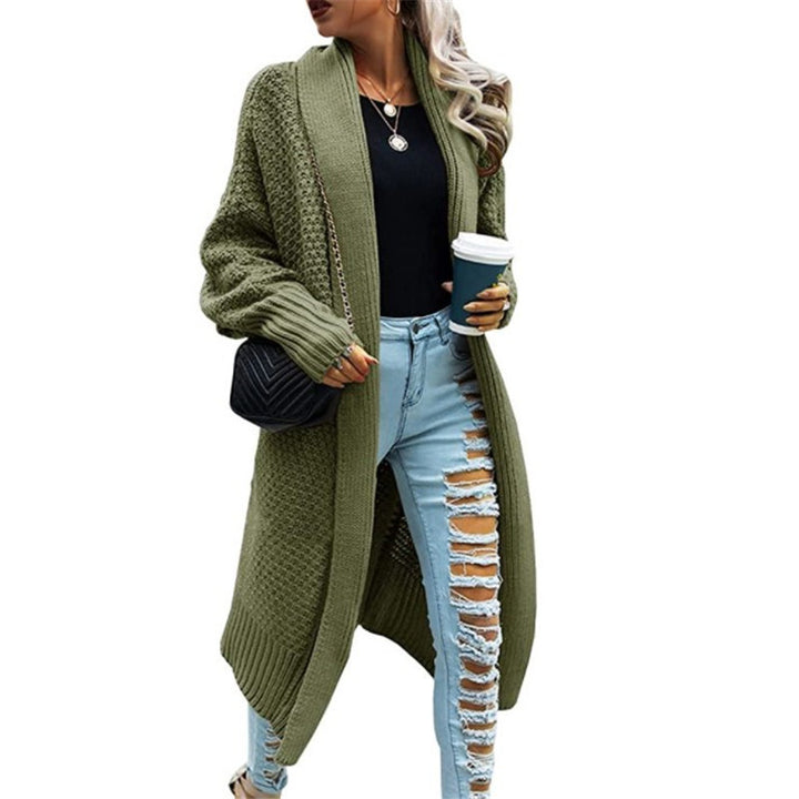 Dame Chunky Strikket Cardigan med Ledig Passform og Elegant Stikk Struktur Skjora