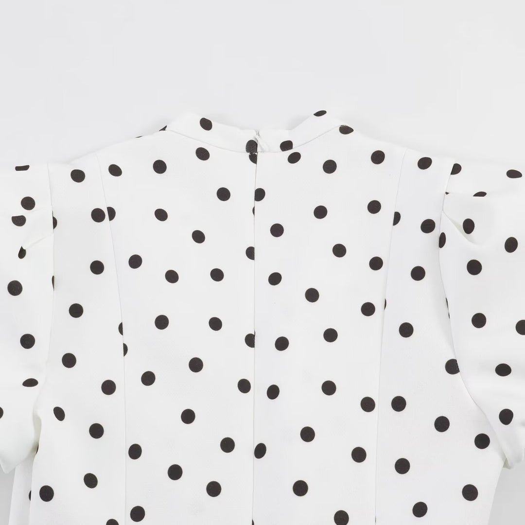 Women's V-neck Mini Dress with Voluminous Puffed Sleeves Skjora