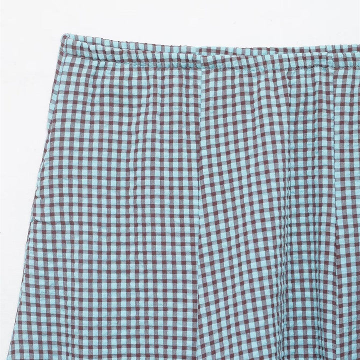 Damer utsvingt Gingham-skjørt med folder Skjora